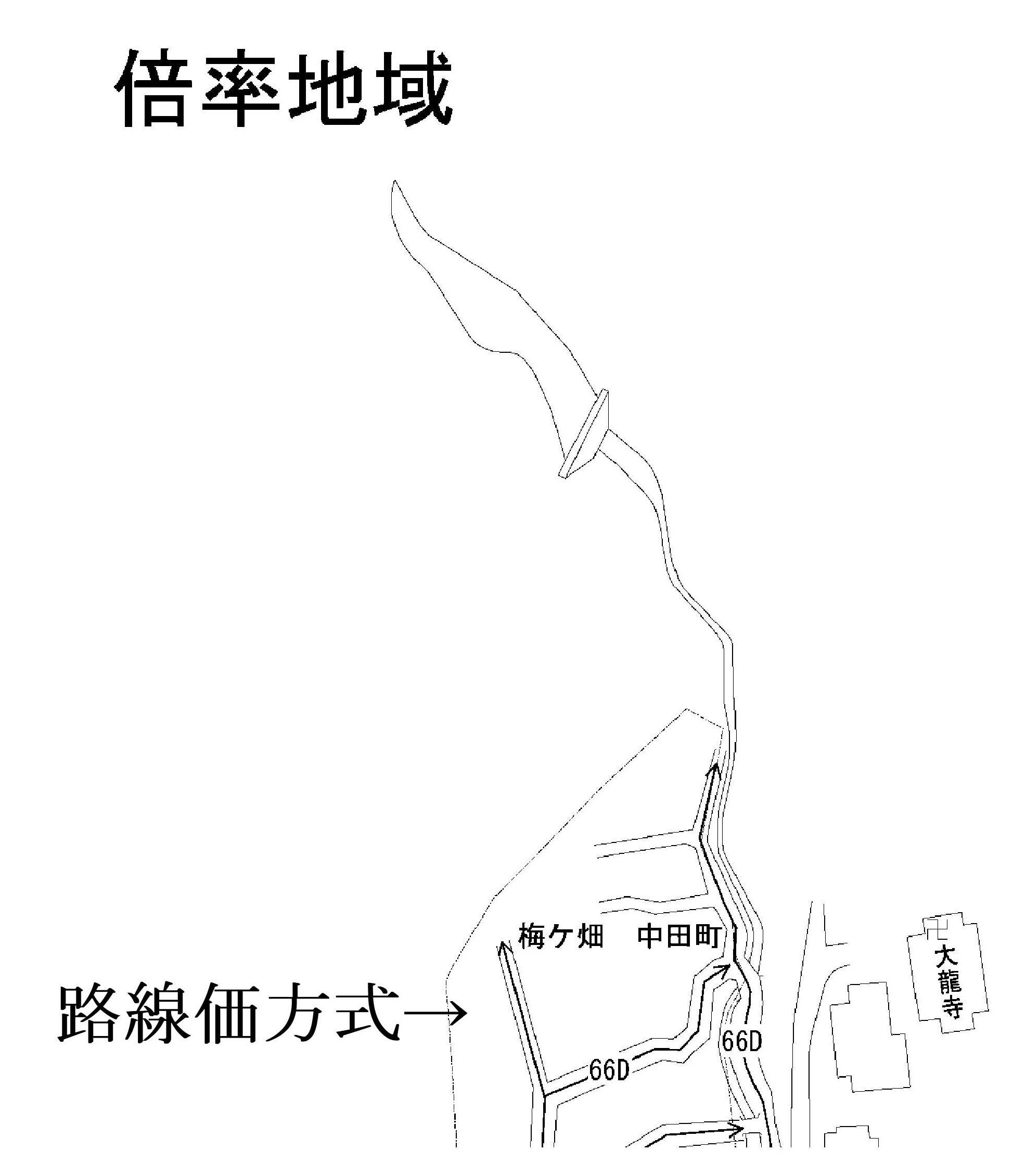 路線価図・評価倍率表の京都市右京区梅ケ畑あたり